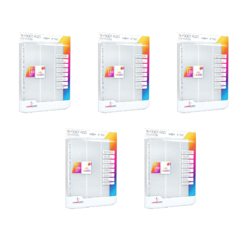 5x 10pc Gamegenic Sideloading 18 Pocket Pages Pack White Gaming Accessory
