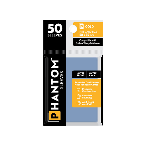 50pc Phantom Sleeves 50x75mm Game Card Case Gold Matte/Matte