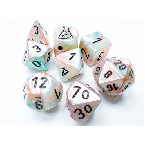 Chessex Lustrous Polyhedral Luminary 7+1 Dice Set Sea Shell/Black Number