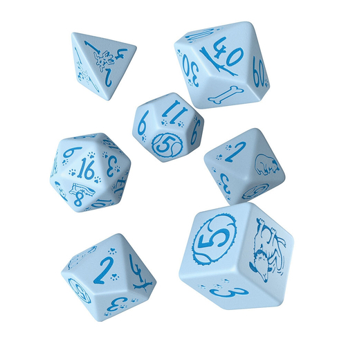 7pc Q-Workshop Dogs Max Plastic Role Playing Game Dice Set Blue