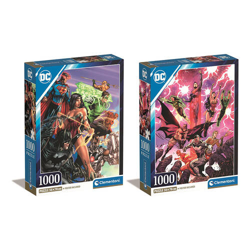 2000pc Clementoni DC Comics #1 & #2 Compact Box Jigsaw Puzzle 50x70cm