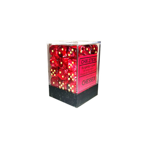 Chessex D6 Vortex Dice for Collectors & Tabletop Roleplay Burgundy/Gold 1.2cm
