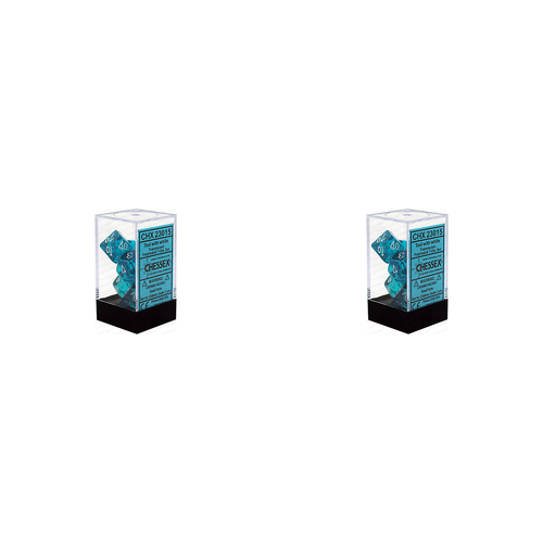2x 7pc Chessex Translucent Polyhedral Gaming Dice Set Teal/White