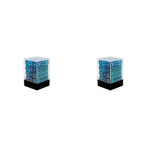 2PK Chessex D6 Translucent Dice for Board Game & Tabletop RPGs Teal/White 1.2cm