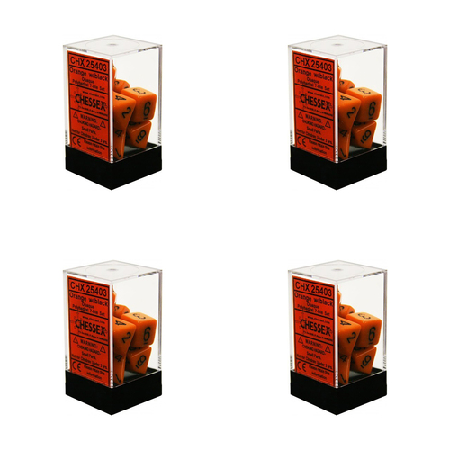 4x 7pc Chessex Opaque Polyhedral Gaming Dice Set Orange/Black