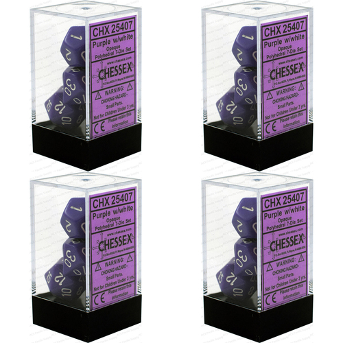 4x 7pc Chessex Opaque Polyhedral Gaming Dice Set Purple/White