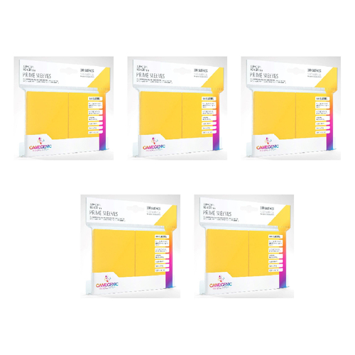 5x 100pc Gamegenic Prime Card Sleeves Yellow Gaming Accessory