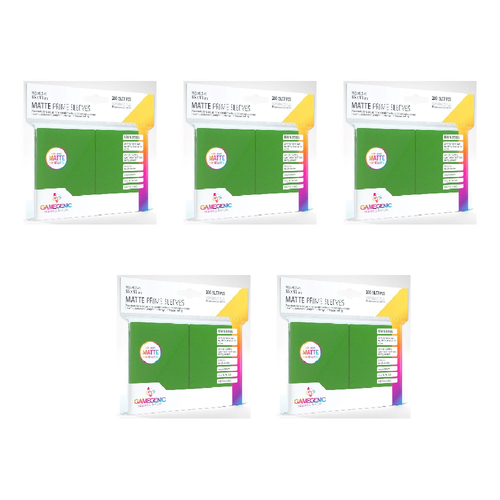5x 100pc Gamegenic Matte Prime Card Sleeves Green Gaming Accessory