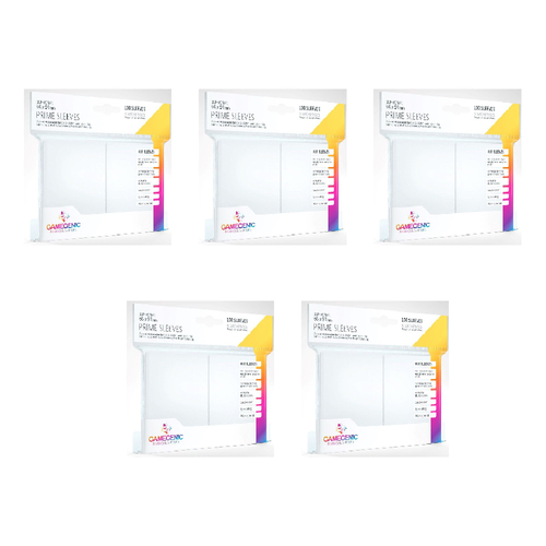 5x 100pc Gamegenic Prime Card Sleeves White Gaming Accessory