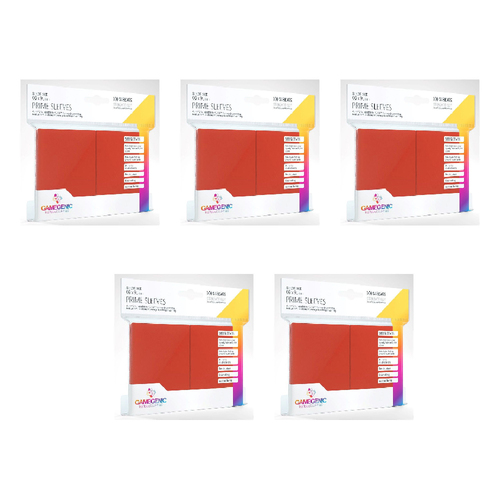 5x 100pc Gamegenic Prime Card Sleeves Red Gaming Accessory