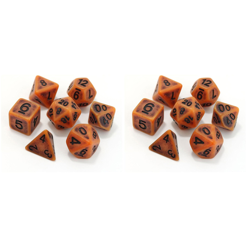 2x 7pc Die Hard Dice Polymer Polyhedral Pumpkin Ancient Dice Set