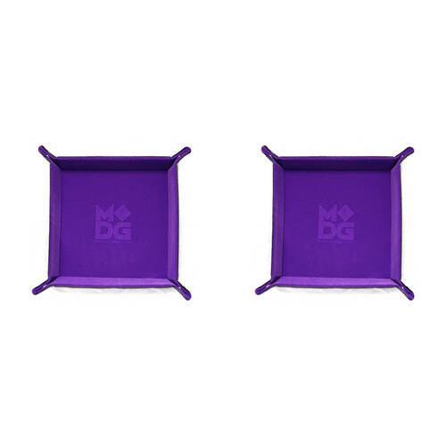 2PK Fanroll by Metallic Velvet Folding Game Dice Tray Storage 25x25cm - Purple