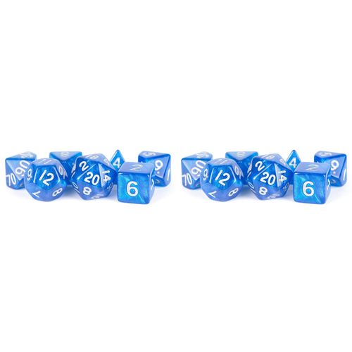 2x 7pc Fanroll by Metallic Acrylic Polyhedral Dice Set 16mm Stardust Blue