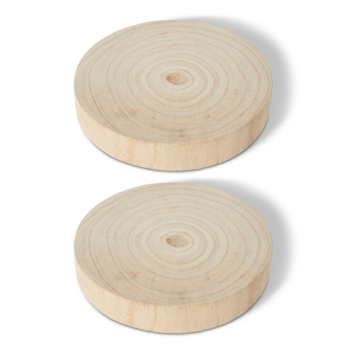 2PK E Style Argus 20cm Paulownia Wood Plate Decor Round - Natural
