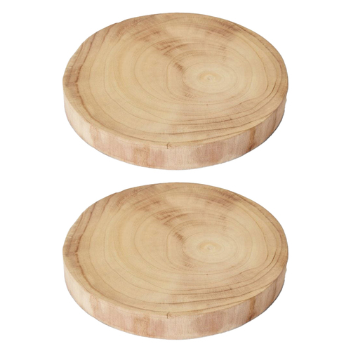 2PK E Style Argus 30cm Paulownia Wood Plate Decor Round - Natural