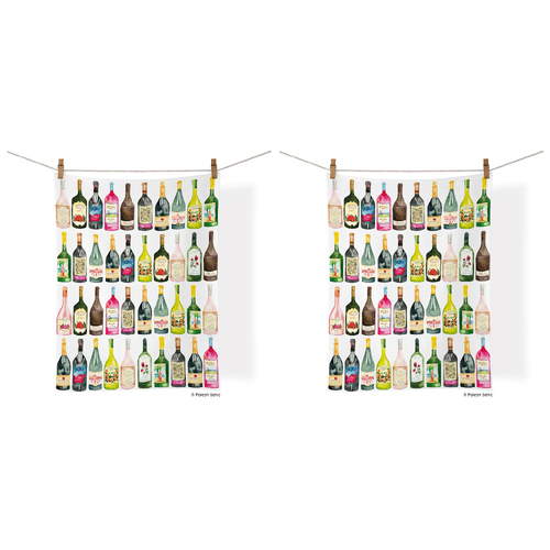 2PK WerkShoppe Cotton Kitchen Tea Towel 53.5x71cm - Wine Cellar