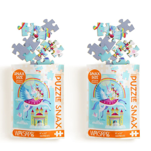 2x 48pc WerkShoppe Snax Jigsaw Puzzle 8x10in Rainbow Unicorn 5+