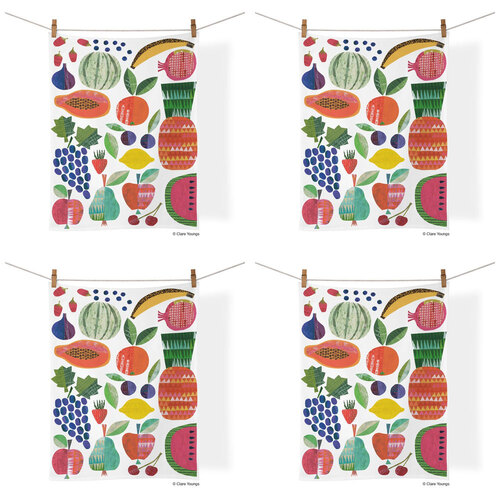 4PK WerkShoppe Cotton Kitchen Tea Towel 53.5x71cm - Fruit Stand