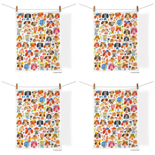 4PK WerkShoppe Cotton Kitchen Tea Towel 53.5x71cm - Dog Eared