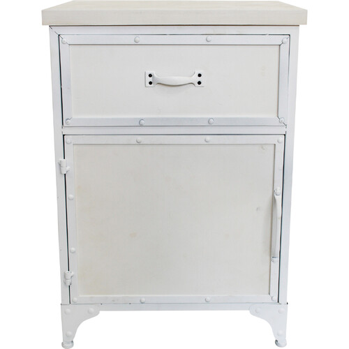 LVD Wood/Metal Timber 43x61cm Bedside Table w/ Drawer Furniture - White