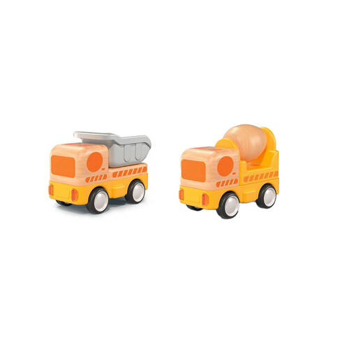Wanborns Wooden Dump & Concrete Mixer Truck with Sounds and Lights 18m+