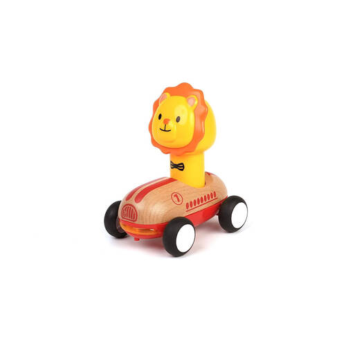 Wanborns Wooden Press Go Racer Lion With Sound And Light Kids/Children 18m+