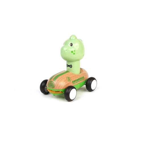 Wanborns Wooden Press Go Racer Dinosaur Toy with Sound And Light Kids 18m+