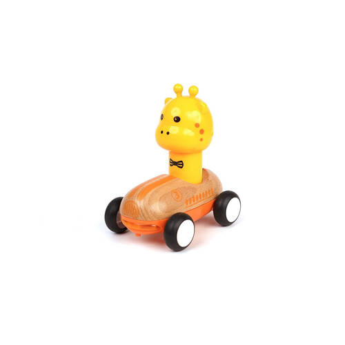Wanborns Wooden Press Go Racer Giraffe Toy with Sound And Light Kids 18m+