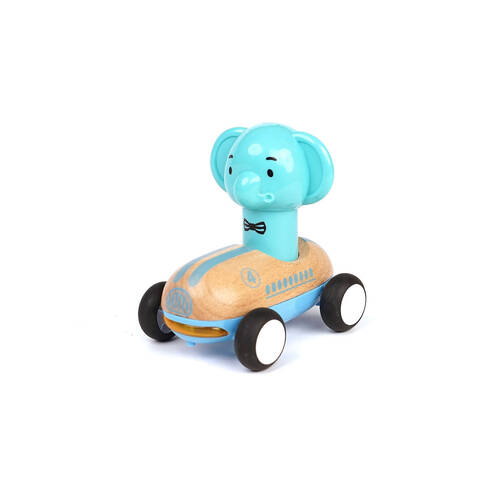 Wanborns Wooden Press Go Racer Elephant Toy with Sound And Light Kids18m+