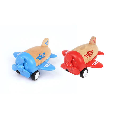Wanborns Wooden Racer Plane Propellor Toy Blue and Red Kids/Children 18m+