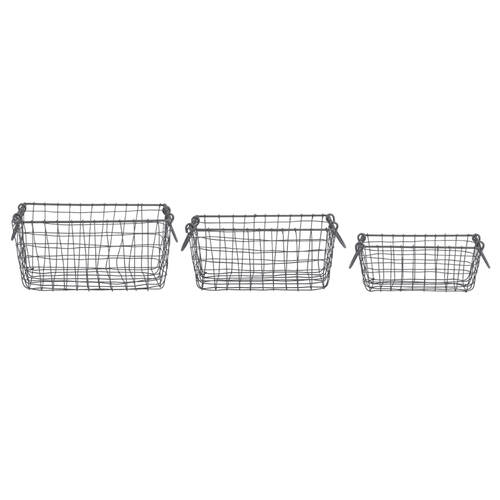 3pc Esschert Design Small Rectangular Wire Basket Garden Outdoor Display