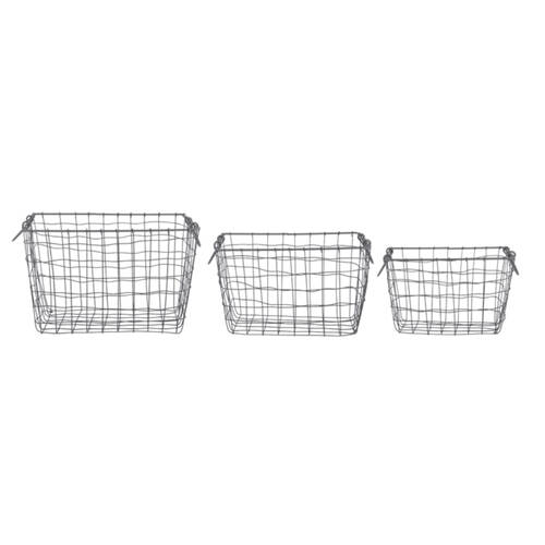 3pc Esschert Design Large Rectangular Wire Basket Garden Outdoor Display