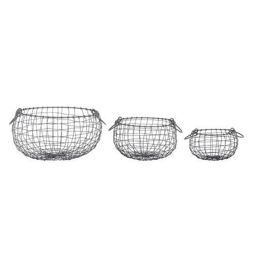 3pc Esschert Design Small Round Wire Basket Garden Outdoor Display