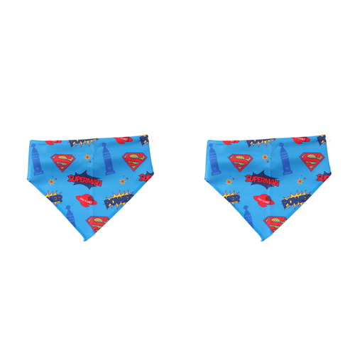 2PK The Stubby Club Superman Themed Dog Bandana Small