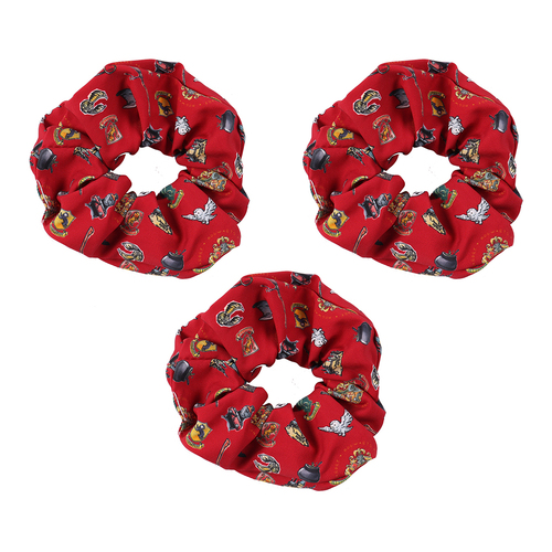 3PK Harry Potter Scrunchie Hair Tie Accessory Round One Size - Red