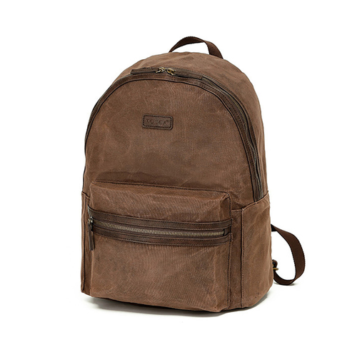 Tosca Waxed Canvas Padded Shoulder Zipped Backpack 36cm