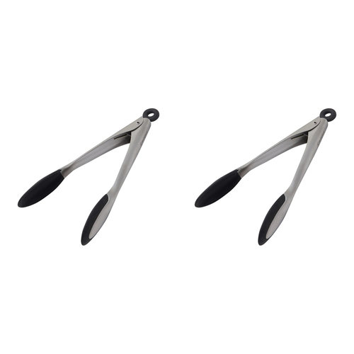 2PK Westinghouse 9 inch Tongs Black Soft Grip Stainless Steel