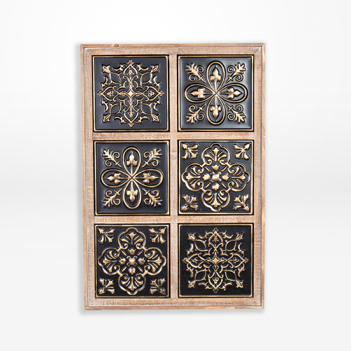 DWBH Pressed Metal Wall Art With Wood Frame 3x49x72cm