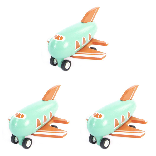 3PK Majigg 10cm Mini Airplanes Kids Wooden Toy Assorted