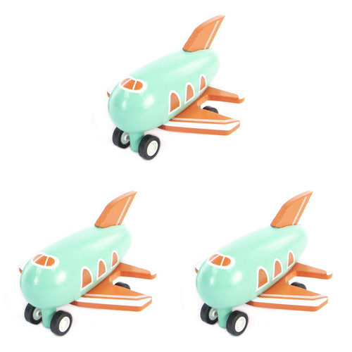 3PK Majigg 10cm Mini Airplanes Kids Wooden Toy Assorted