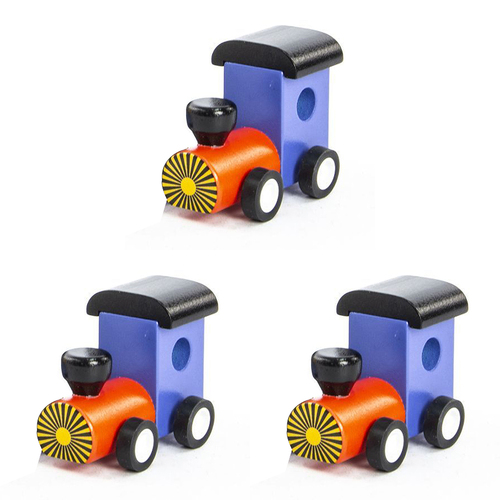 3PK Majigg 7cm Mini Trains Kids Fun Wooden Toy Assorted