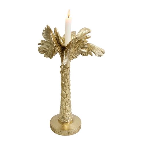 LVD Resin/Metal 36.5cm Large Taper/Stick Candle Holder Pandanus Palm - Gold