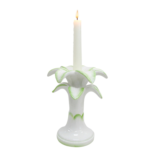 LVD Ceramic 17cm Taper Palm Candle Holder Home Decor - Green