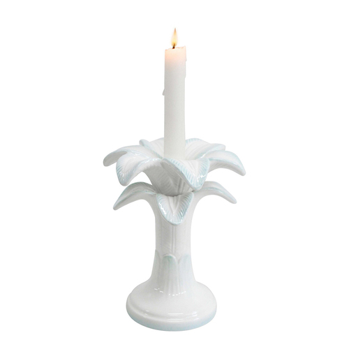 LVD Ceramic 17cm Taper Palm Candle Holder Home Decor - White