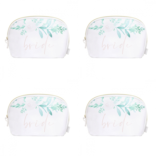 4PK Splosh Wedding Bride Cosmetic Bag Makeup Pouch - White