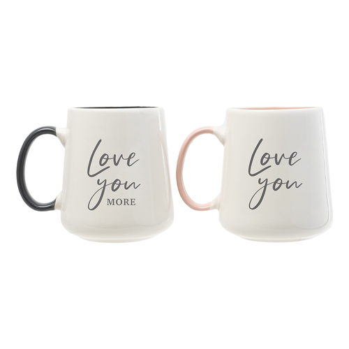 2pc Wedding Love You Ceramic 13x11cm Mug Set - Pink/Grey