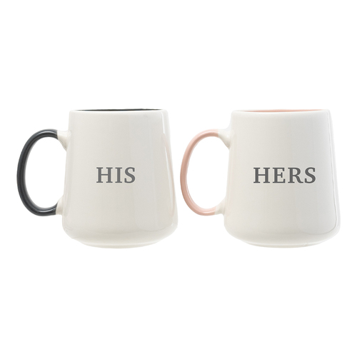 2pc Wedding His Hers Ceramic 13x11cm Mug Set - Pink/Grey