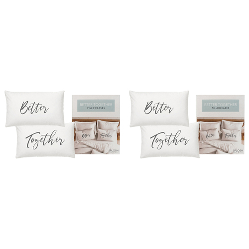 2PK Splosh Wedding Better Together Cotton Pillowcase Set 74x48cm - White