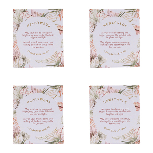 4PK Splosh Ceramic Wedding Newlyweds Verse Plaque 14cm