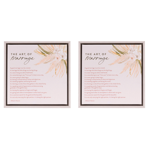 2PK Splosh Wedding Floral The Art Of Marriage Canvas 34cm